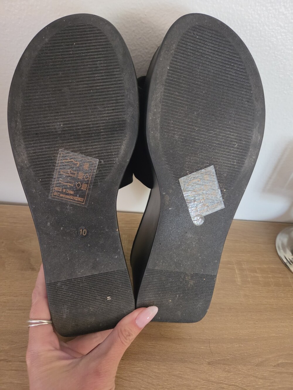 Shein Black Platform Slide Mules View 4